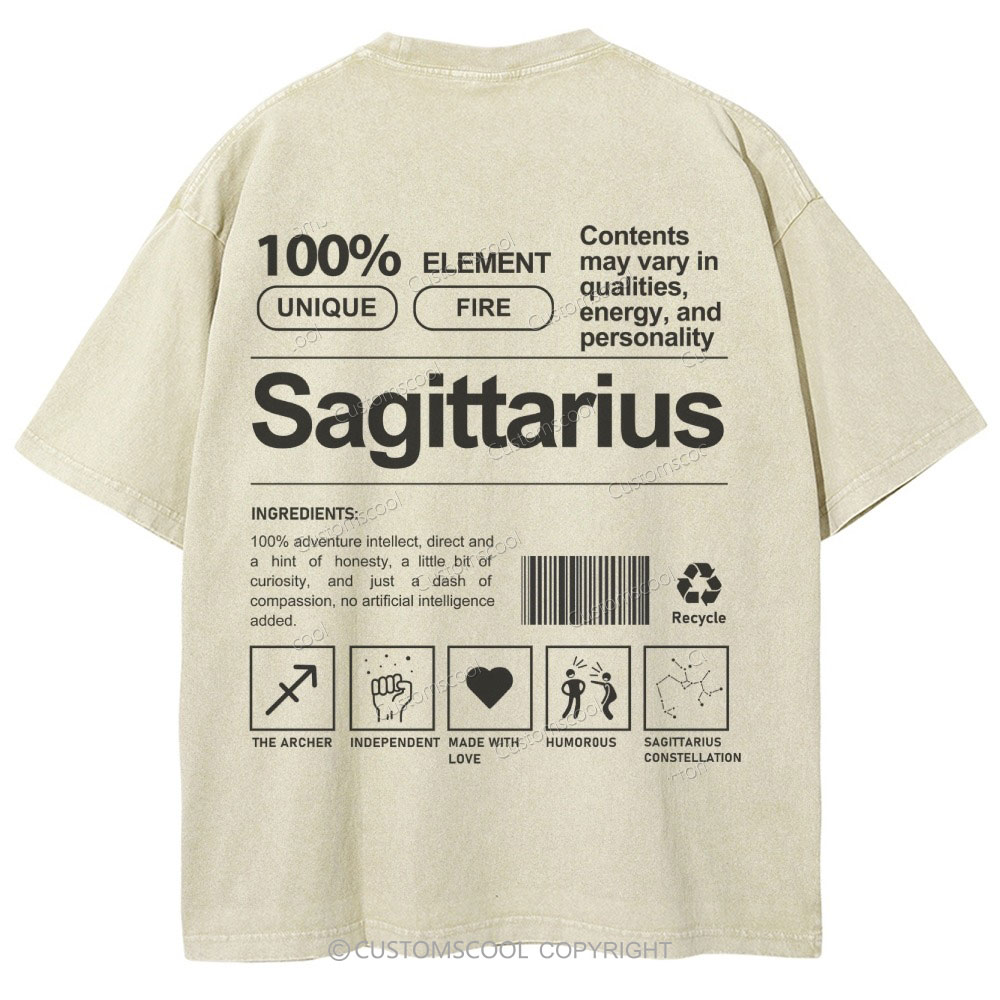 Sagittarius Unisex Fit Washed T-Shirt Customscool