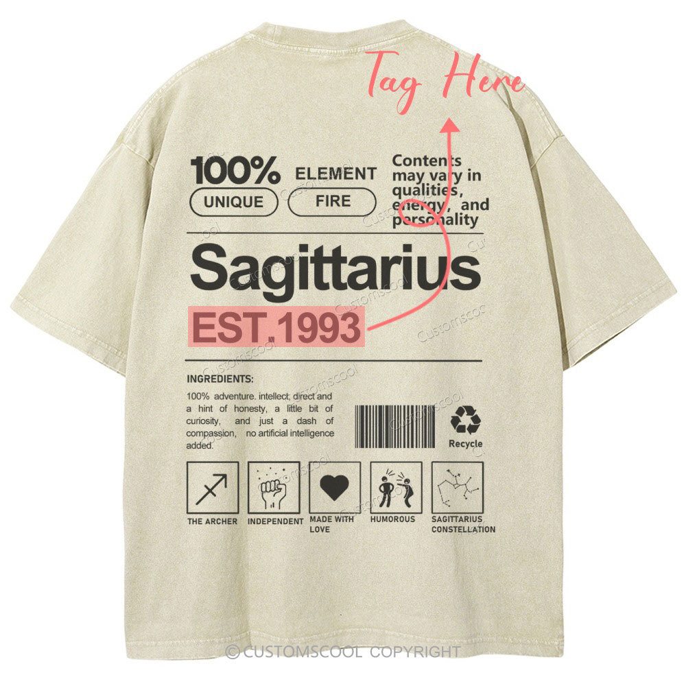 Sagittarius Addcustom Unisex Fit Washed T-Shirt Customscool
