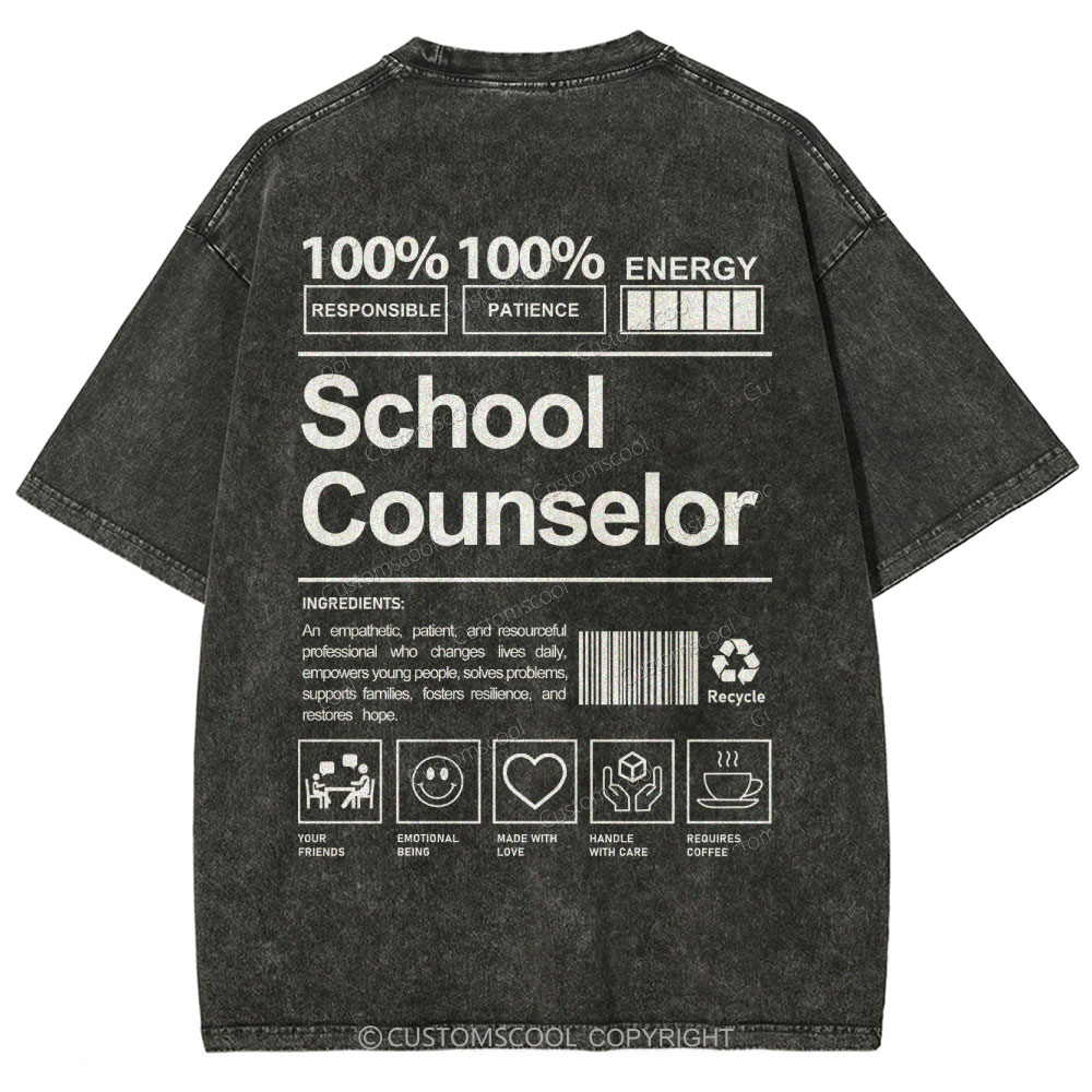 School Counselor Unisex Fit Washed T-Shirt Customscool