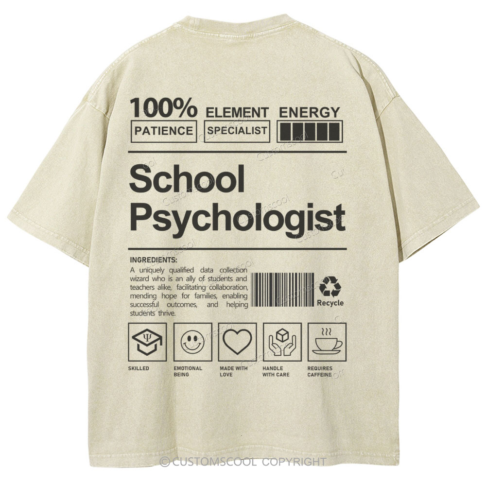 School Psychologist Unisex Fit Washed T-Shirt Customscool