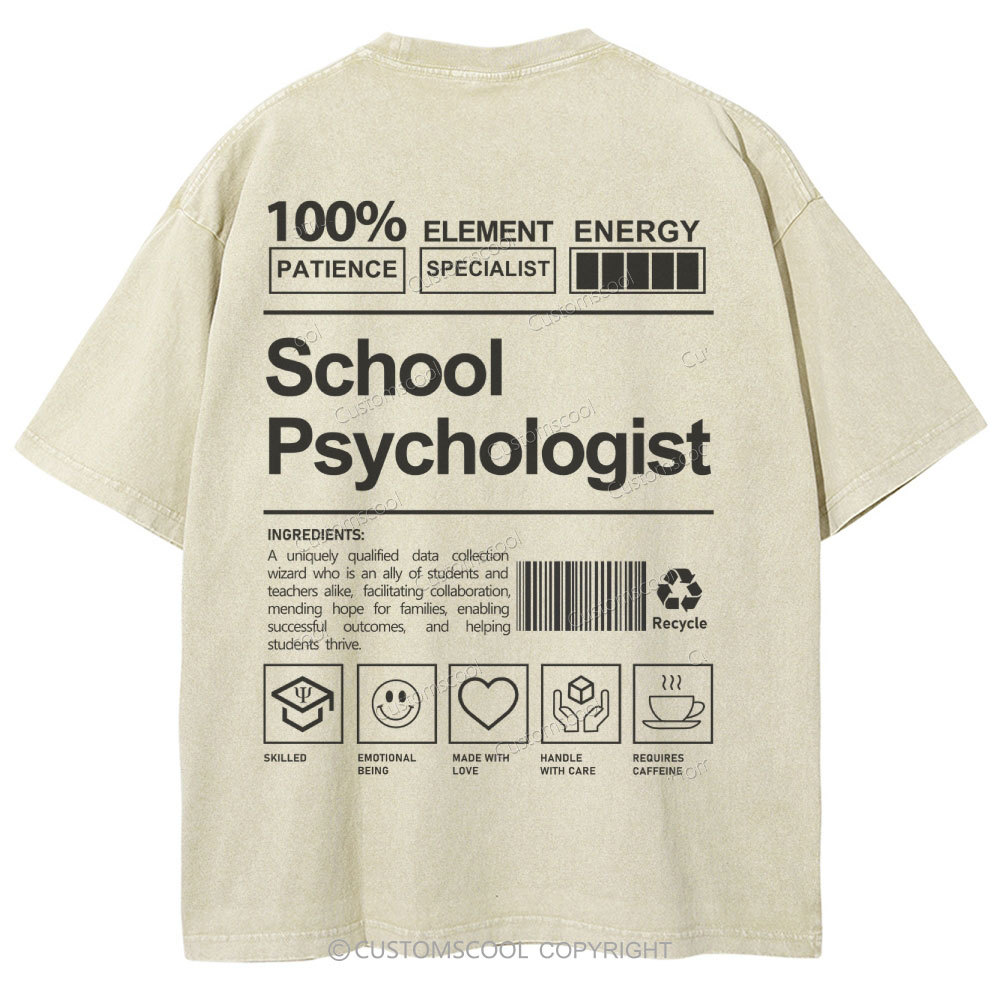School Psychologist Unisex Fit Washed T-Shirt Customscool