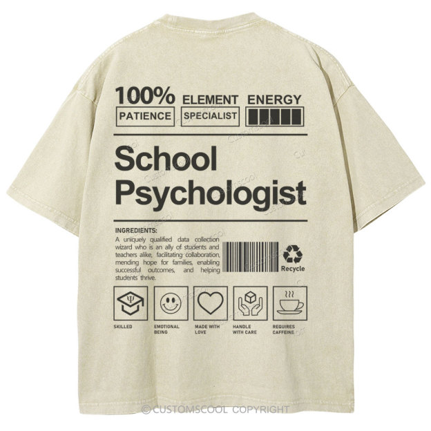 School Psychologist Unisex Fit Washed T-Shirt Customscool