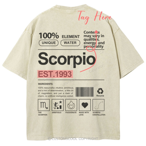 Scorpio Addcustom Unisex Fit Washed T-Shirt Customscool