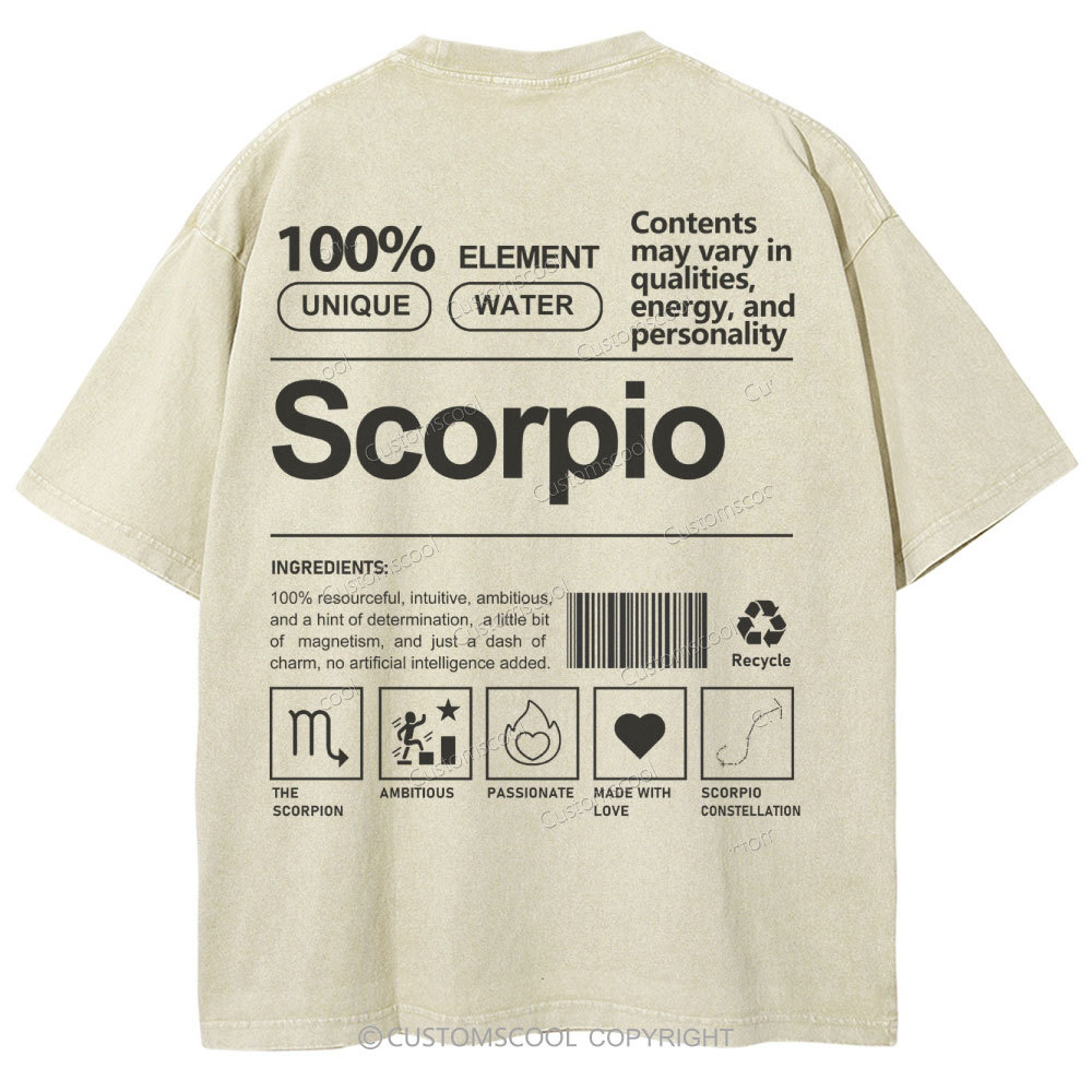Scorpio Unisex Fit Washed T-Shirt Customscool