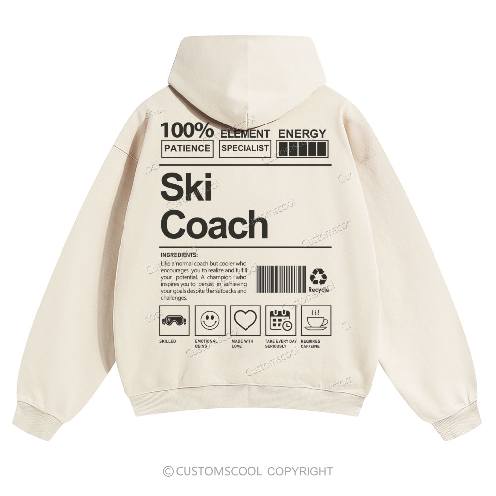 Ski Coach Solid Color Hoodie Customscool