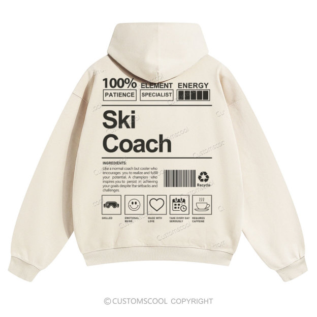 Ski Coach Solid Color Hoodie Customscool
