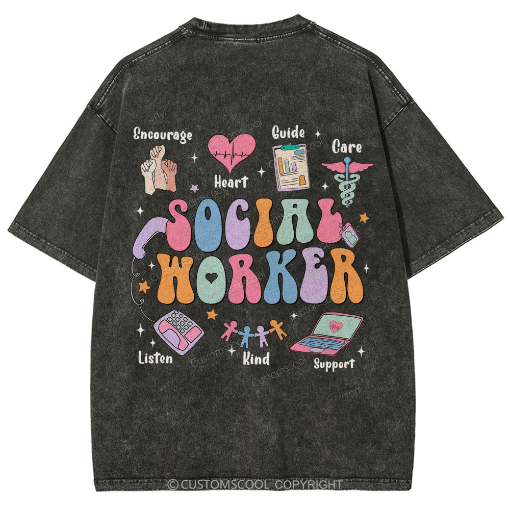Social Worker Unisex Fit Washed T-Shirt Customscool