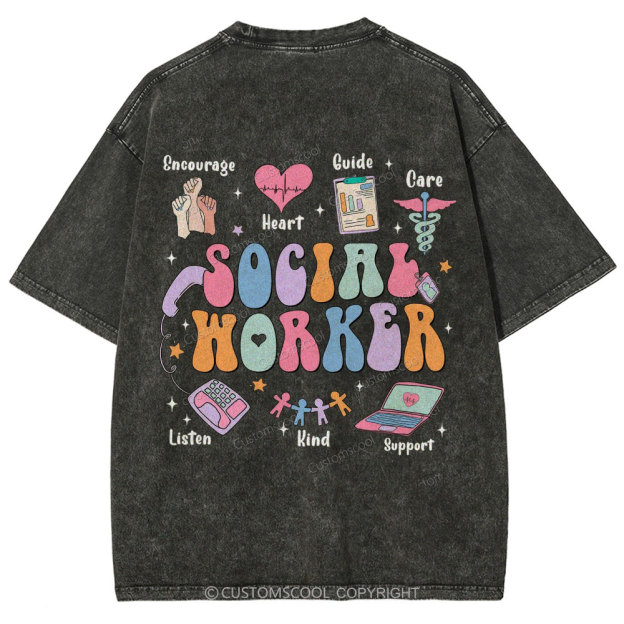 Social Worker Unisex Fit Washed T-Shirt Customscool