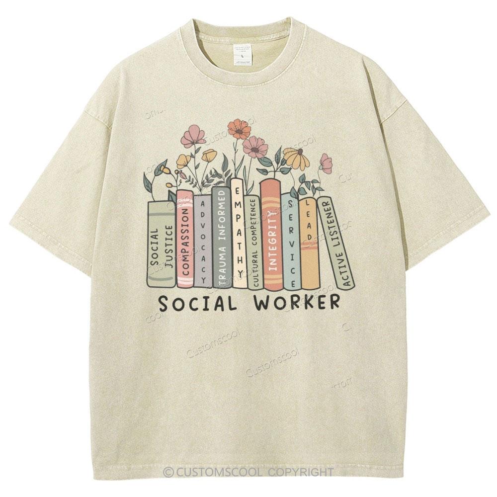Social Worker Unisex Fit Washed T-Shirt Customscool