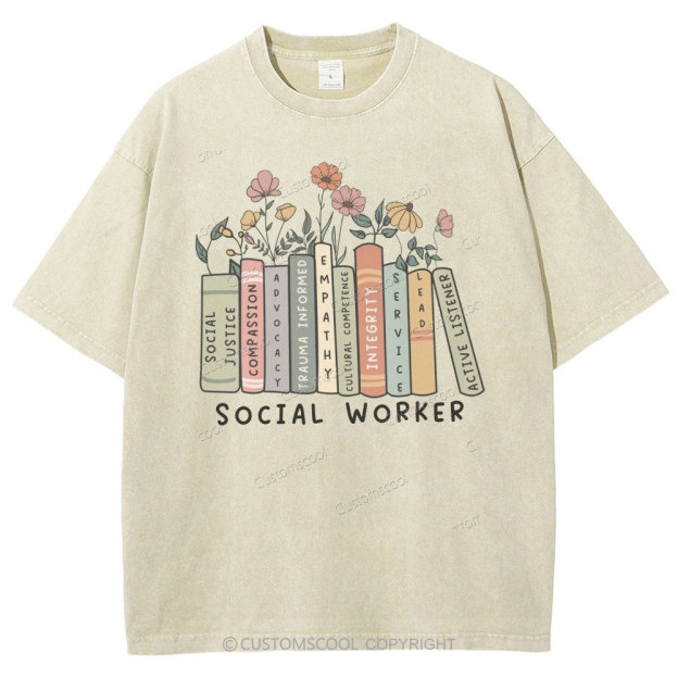 Social Worker Unisex Fit Washed T-Shirt Customscool