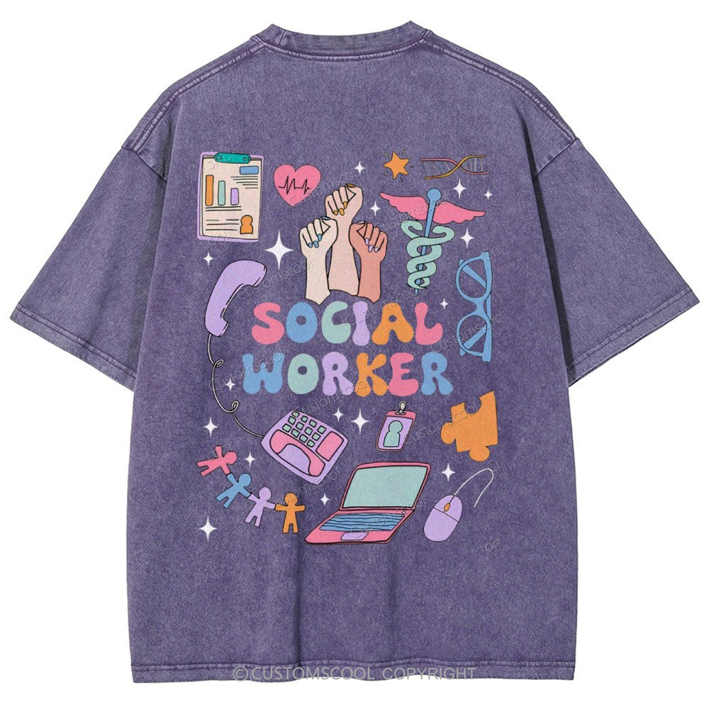 Social Worker Unisex Fit Washed T-Shirt Customscool