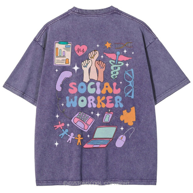 Social Worker Unisex Fit Washed T-Shirt Customscool