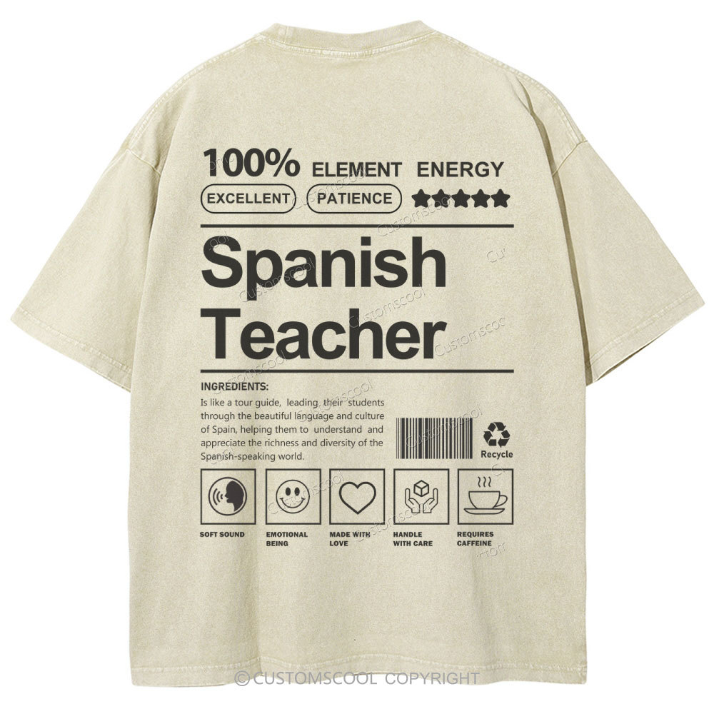 Spanish Teacher Unisex Fit Washed T-Shirt Customscool