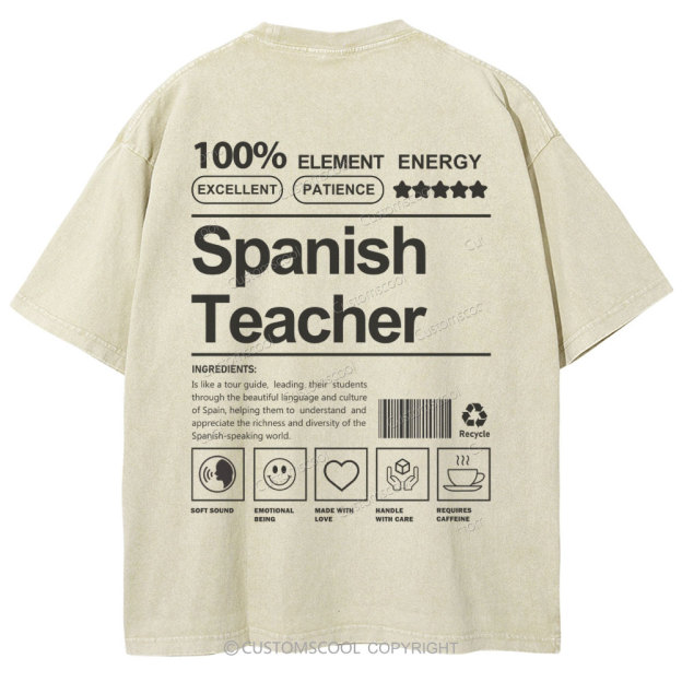 Spanish Teacher Unisex Fit Washed T-Shirt Customscool