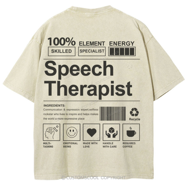 Speech Therapist Unisex Fit Washed T-Shirt Customscool