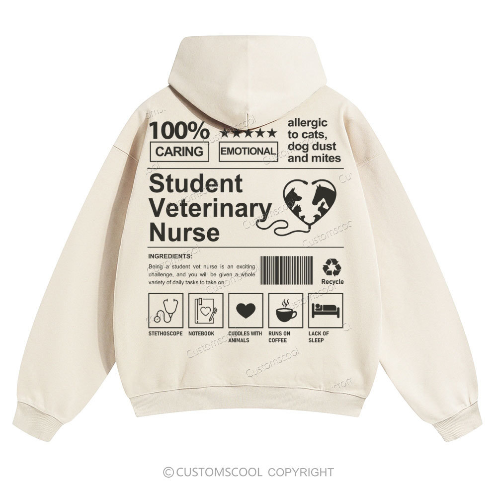 Student Veterinary Nurse Solid Color Hoodie Customscool