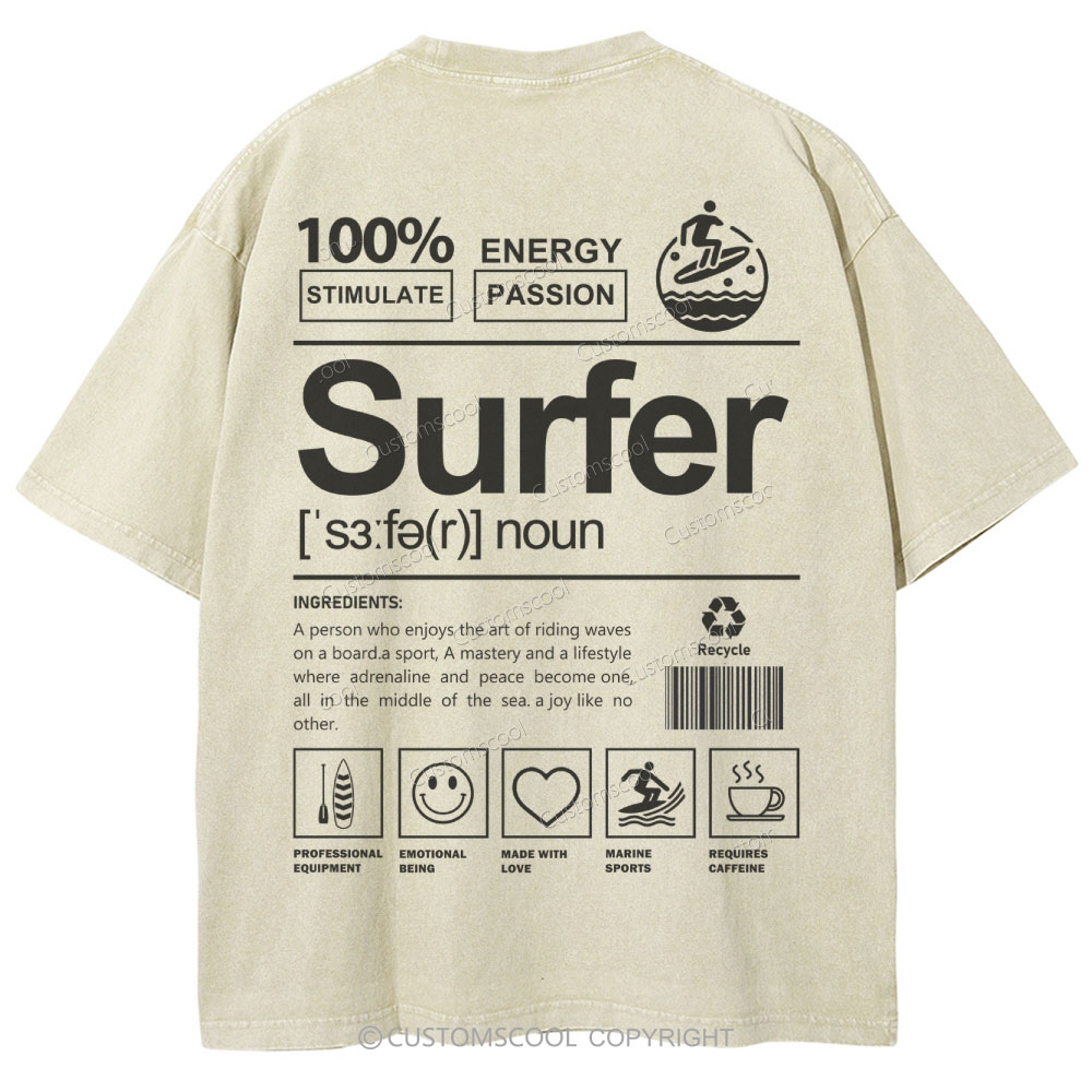 Surfer Unisex Fit Washed T-Shirt Customscool