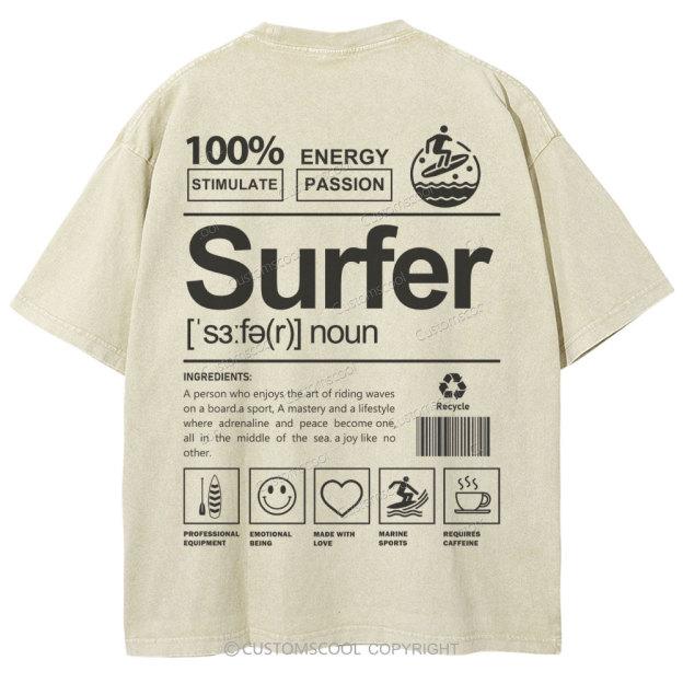 Surfer Unisex Fit Washed T-Shirt Customscool