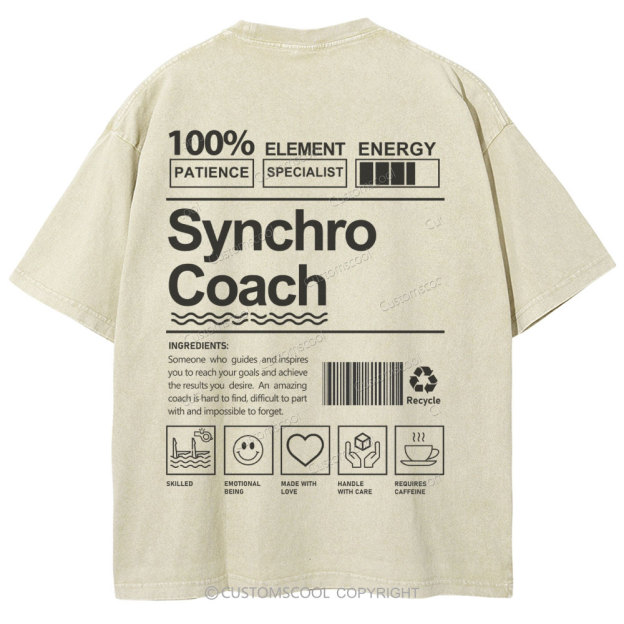 Synchro Coach Unisex Fit Washed T-Shirt Customscool