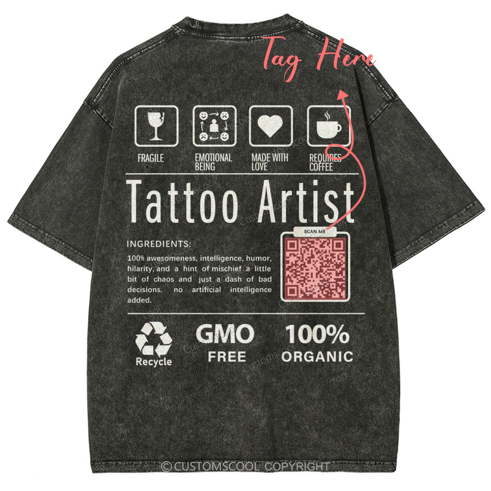 Tattoo Artist Addcustom Unisex Fit Washed T-Shirt Customscool