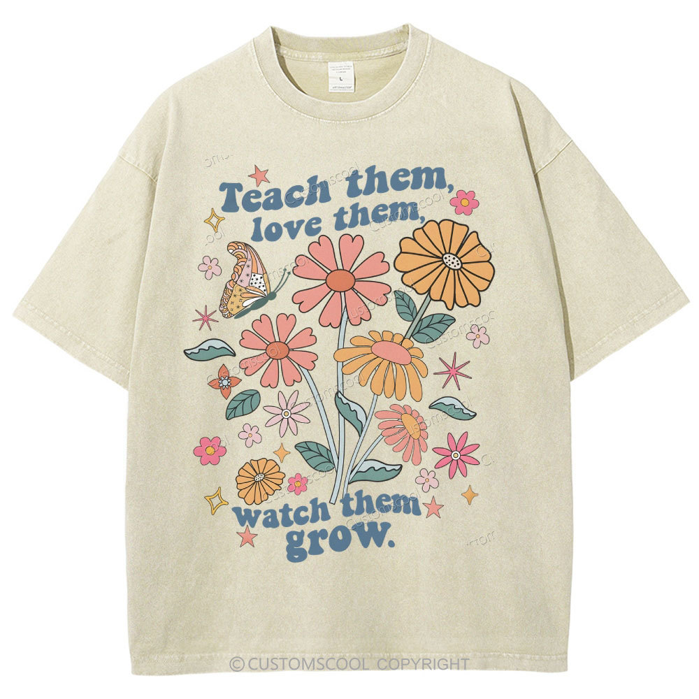 Teach Them Unisex Fit Washed T-Shirt Customscool