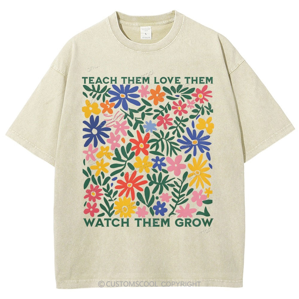Teach Them Unisex Fit Washed T-Shirt Customscool