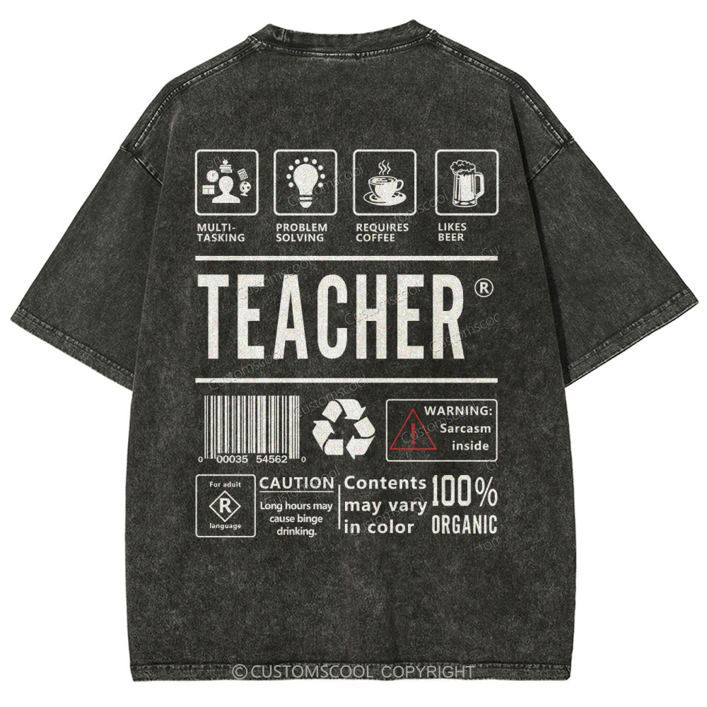 Teacher Unisex Fit Washed T-Shirt Customscool