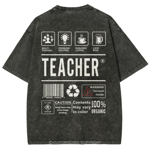 Teacher Unisex Fit Washed T-Shirt Customscool