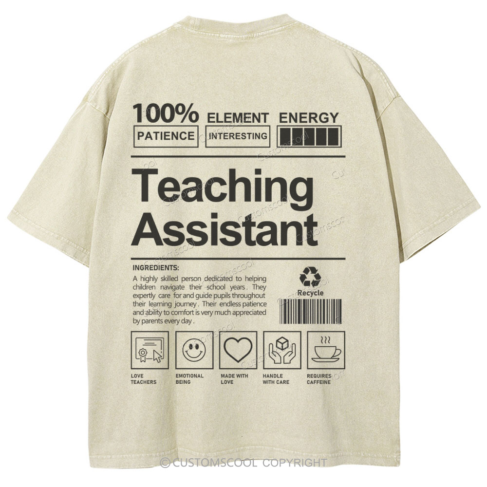 Teaching Assistant Unisex Fit Washed T-Shirt Customscool