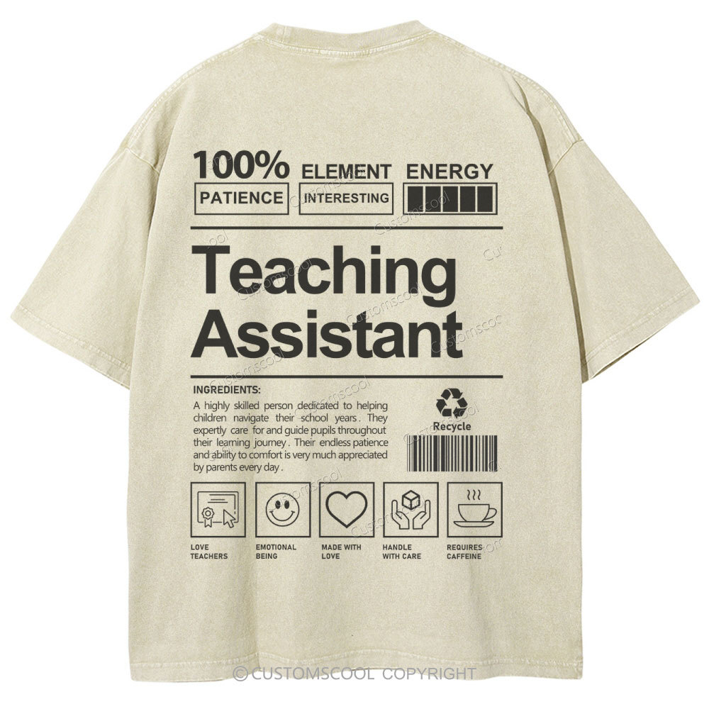 Teaching Assistant Unisex Fit Washed T-Shirt Customscool