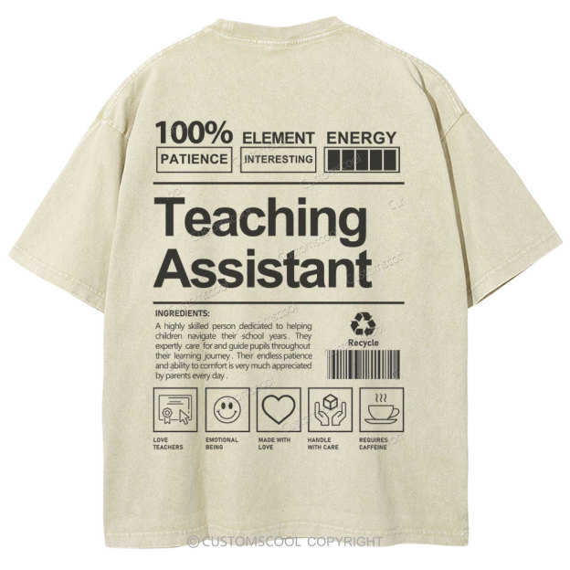 Teaching Assistant Unisex Fit Washed T-Shirt Customscool