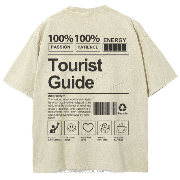 Tourist Guide Unisex Fit Washed T-Shirt Customscool