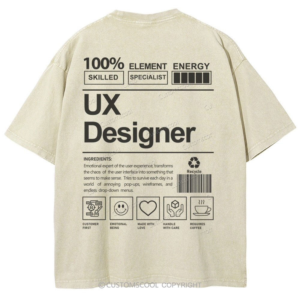 UX Designer Unisex Fit Washed T-Shirt Customscool