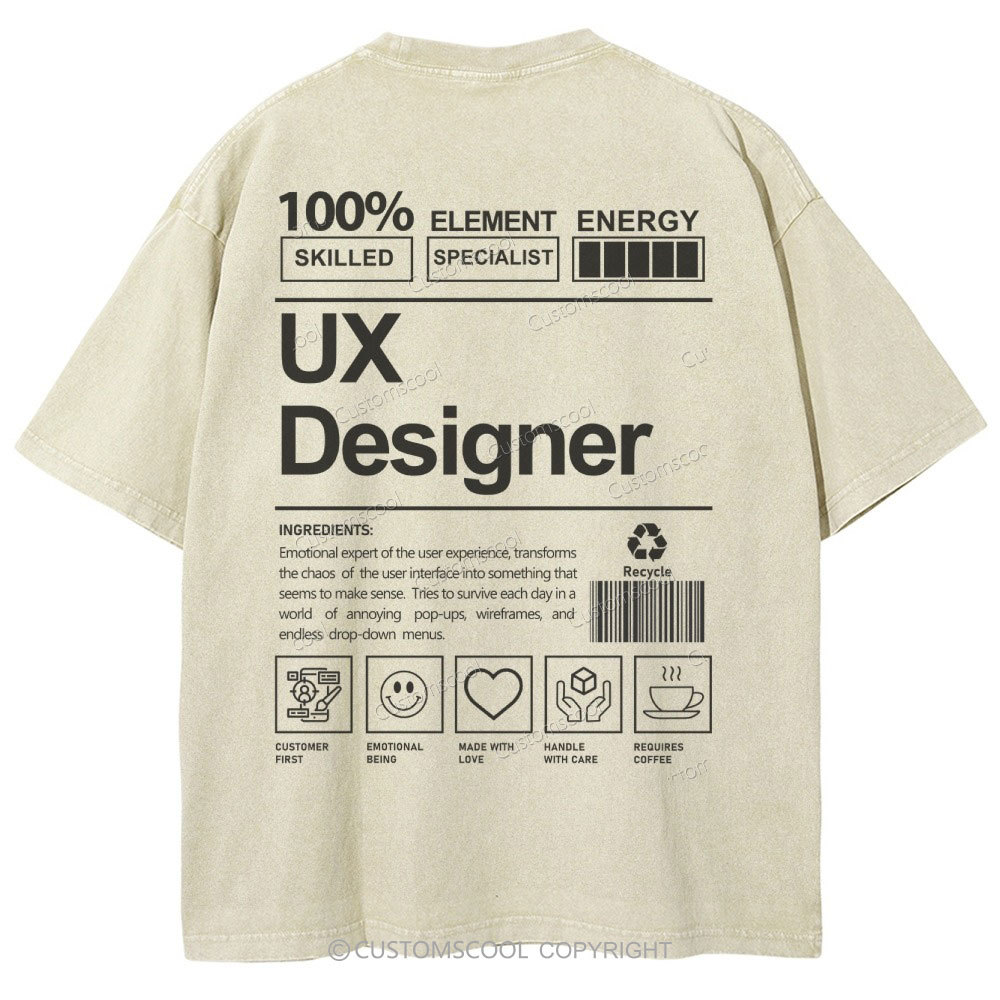 UX Designer Unisex Fit Washed T-Shirt Customscool