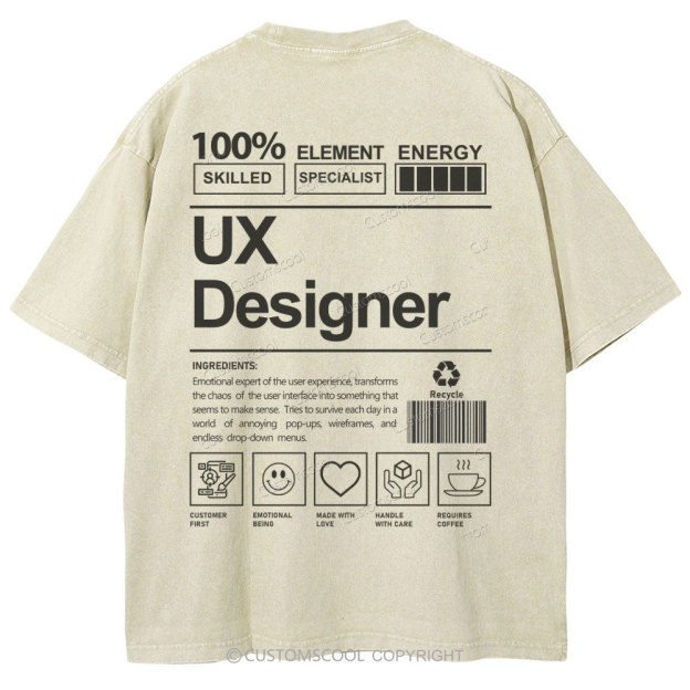 UX Designer Unisex Fit Washed T-Shirt Customscool