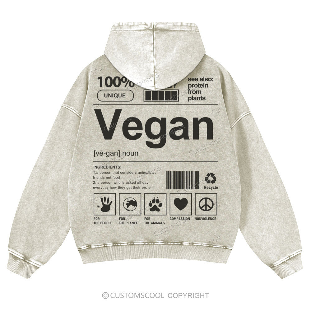 Vegan Casual Washed Hoodie Customscool