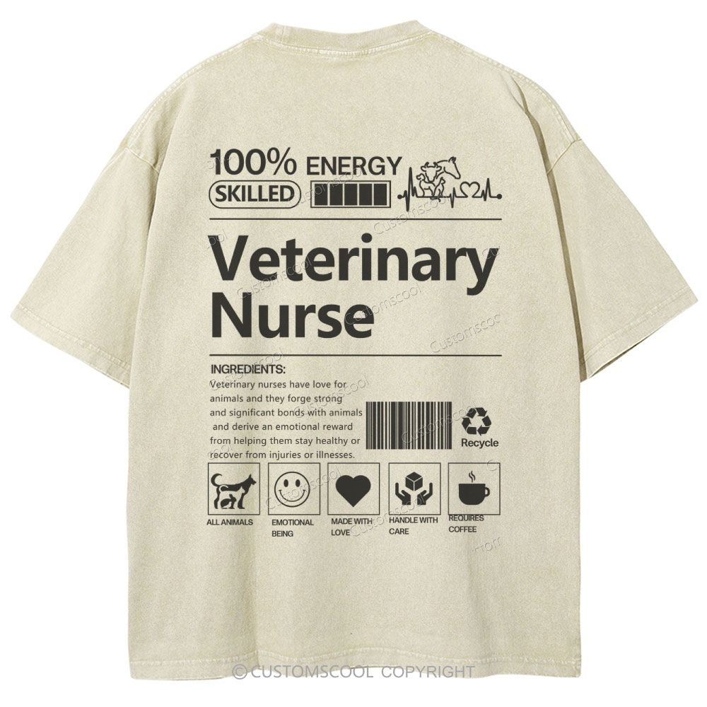 Veterinary Nurse Unisex Fit Washed T-Shirt Customscool