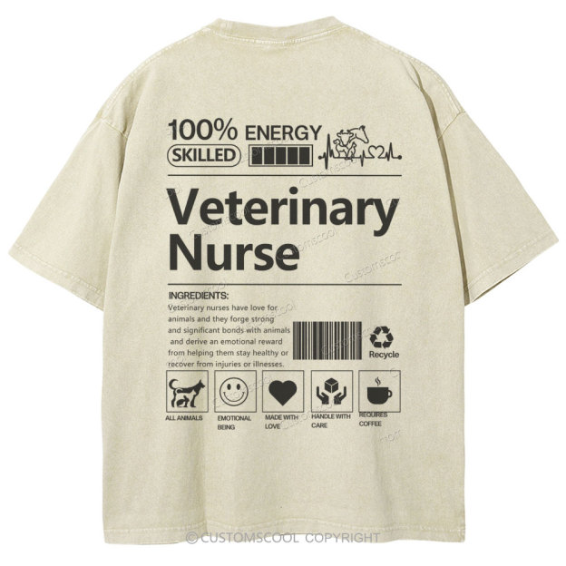 Veterinary Nurse Unisex Fit Washed T-Shirt Customscool