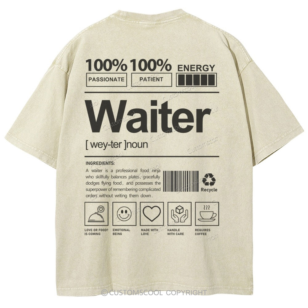 Waiter Unisex Fit Washed T-Shirt Customscool