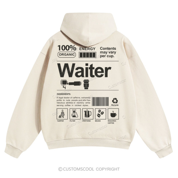 Waiter Solid Color Hoodie Customscool