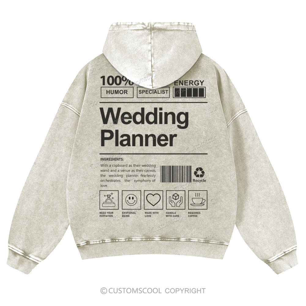 Wedding Planner Casual Washed Hoodie Customscool