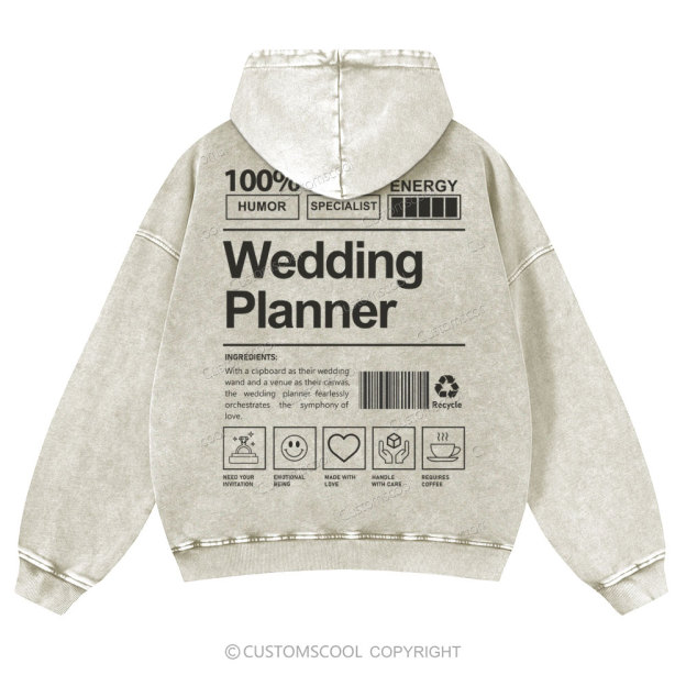 Wedding Planner Casual Washed Hoodie Customscool
