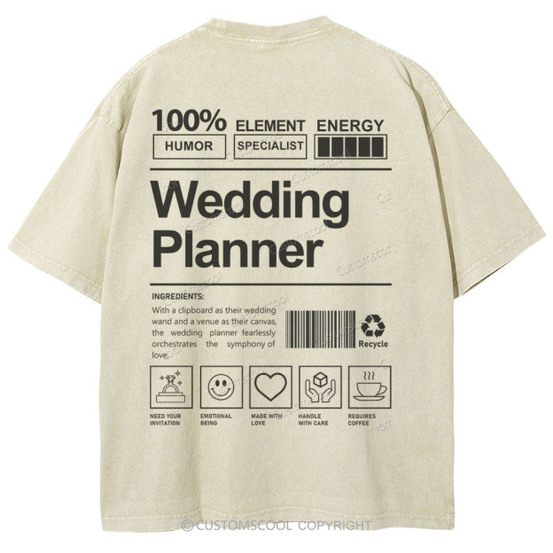 Wedding Planner Unisex Fit Washed T-Shirt Customscool