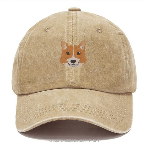 French Bulldog Golden Retriever Labrador Dachshund Dog Face Embroidered Unisex Vintage Casual Washed Cap Customscool