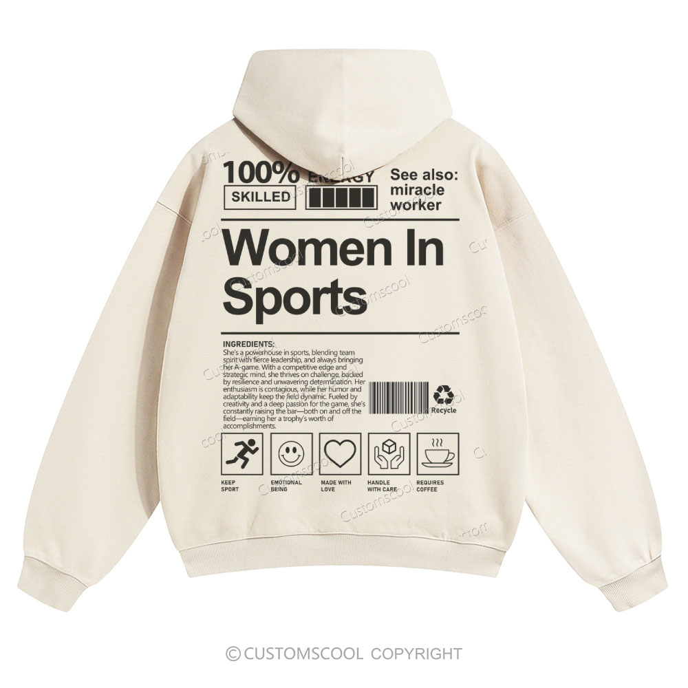 Women In Sports Solid Color Hoodie Customscool