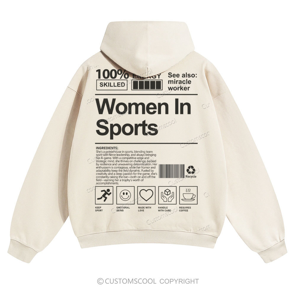 Women In Sports Solid Color Hoodie