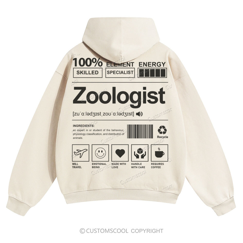 Zoologist Solid Color Hoodie Customscool