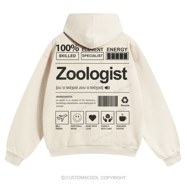 Zoologist Solid Color Hoodie Customscool