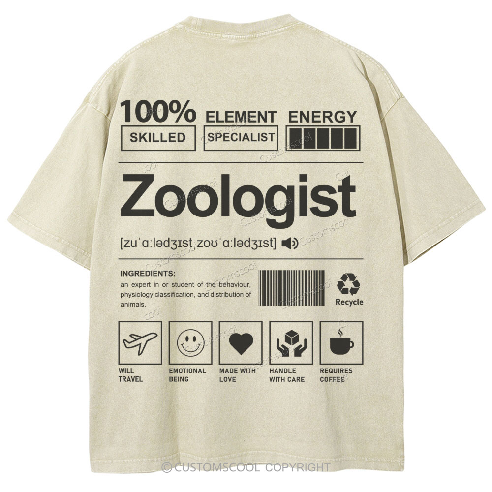 Zoologist Unisex Fit Washed T-Shirt Customscool