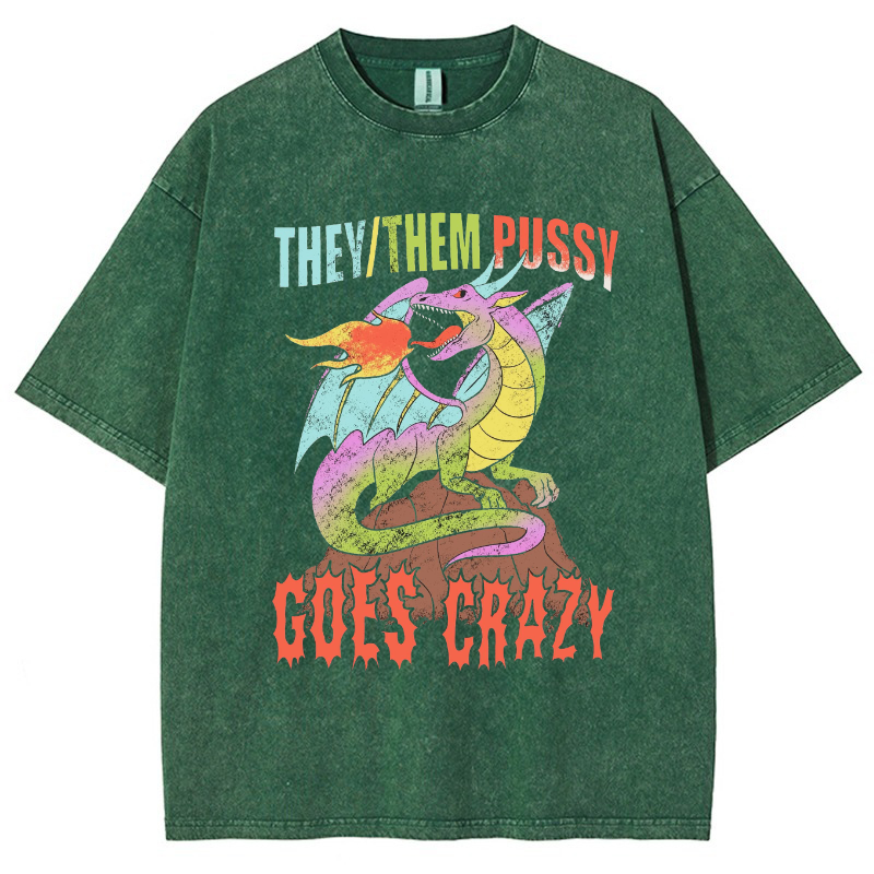 Them Pussy Goes Crazy Vintage Snowflake Washed T-Shirt